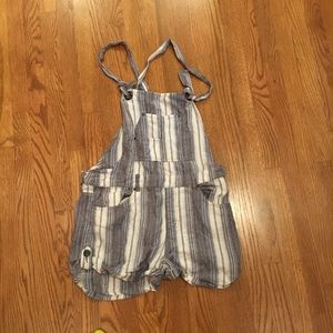Free People Striped Overalls with Pockets
